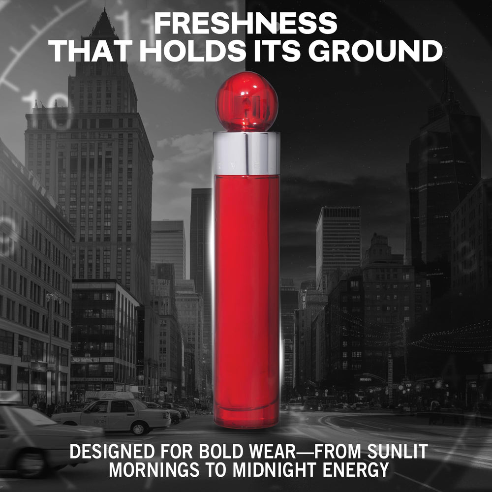 Perry Ellis 360 Red splash on skin suggests a versatile scent moment