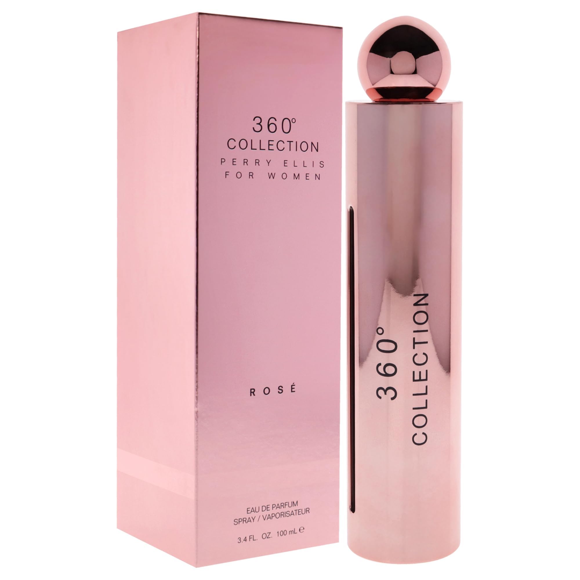 Perry Ellis 360 Rose spray atomizer in hand for on-the-go.