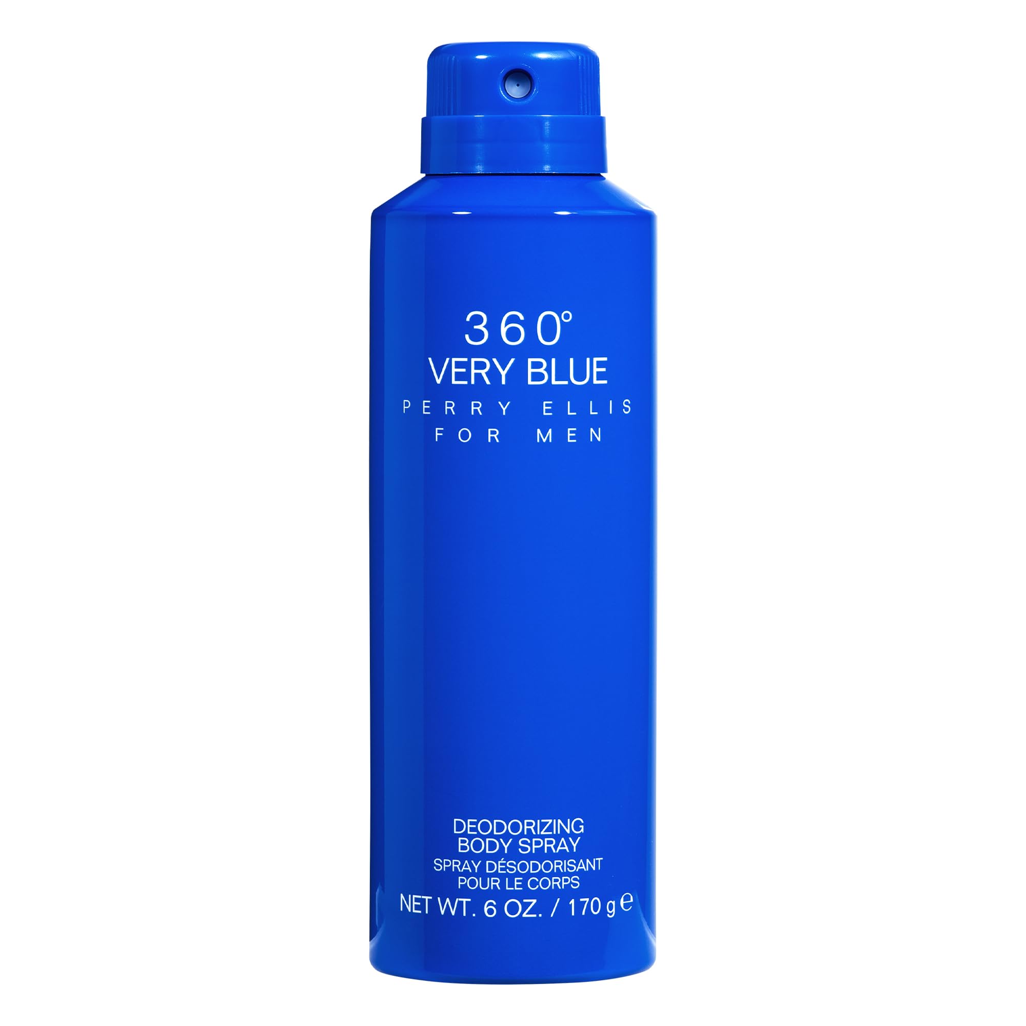 Perry Ellis 360° Very Blue bottle-front view signals all-day freshness potential.