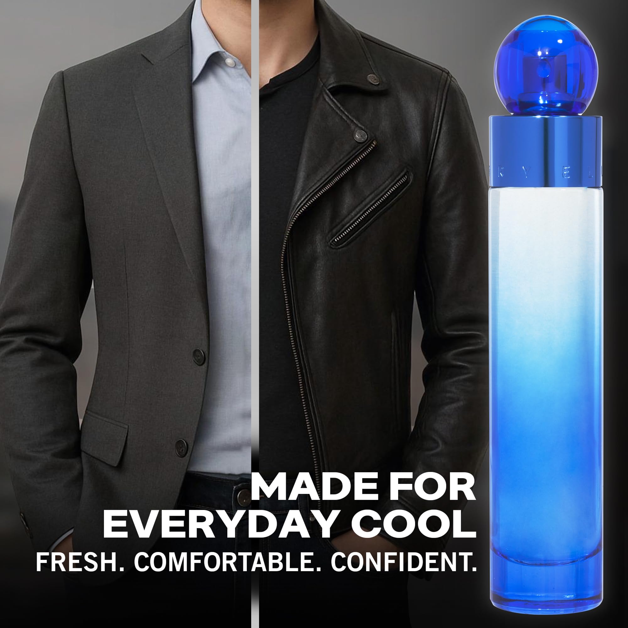 Perry Ellis 360° Very Blue spray action demonstrates easy application.