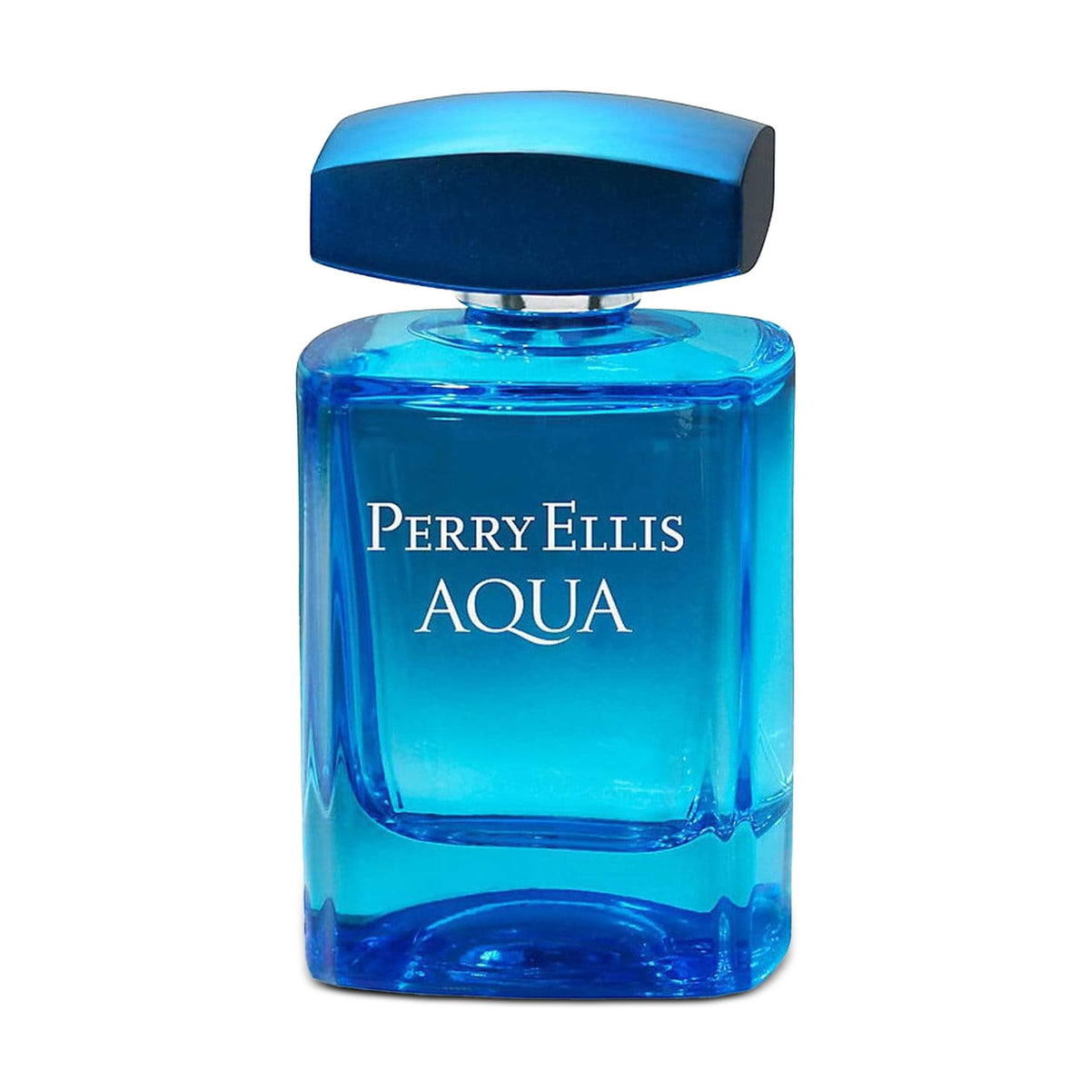 Perry Ellis Aqua bottle front shows a sleek, confident design.