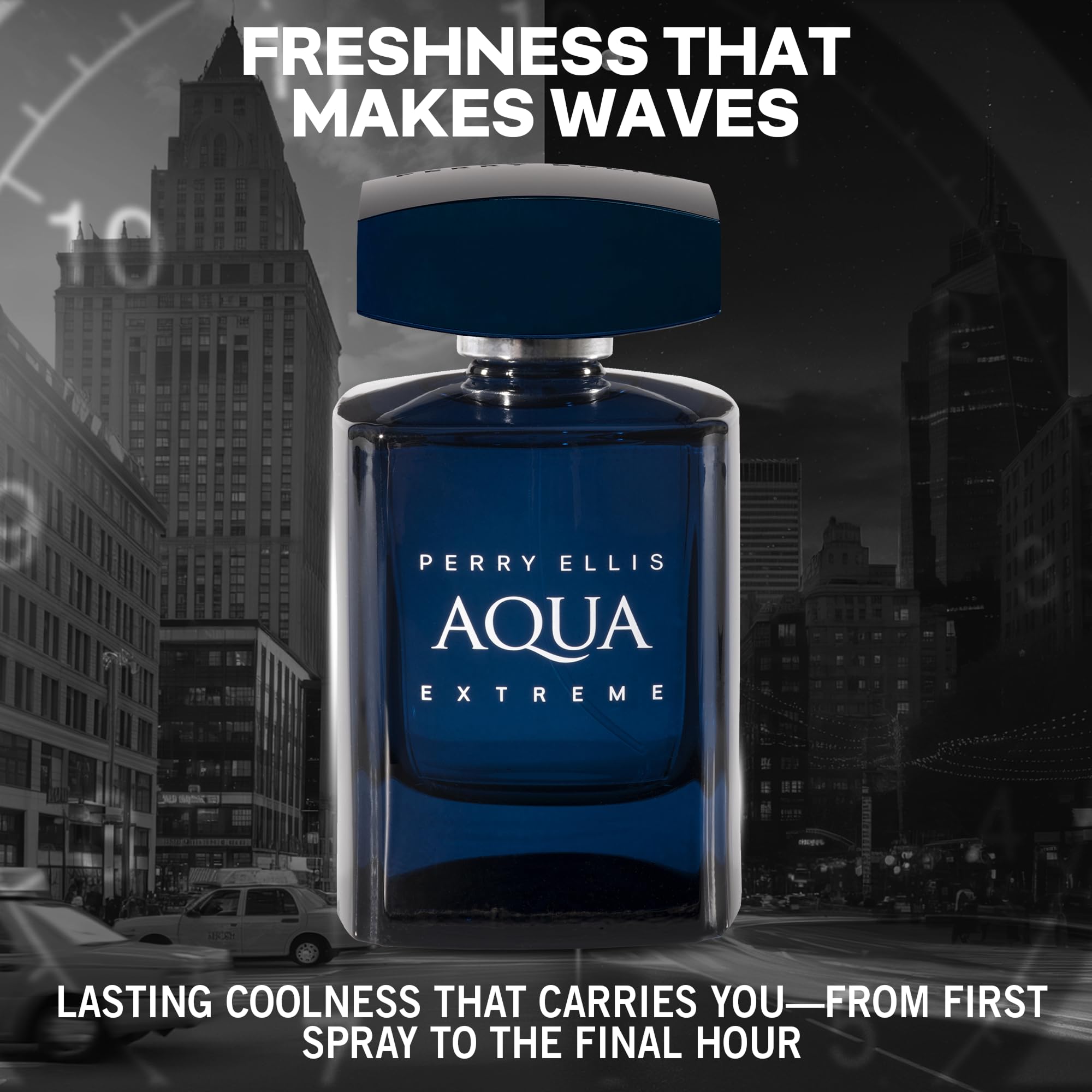 Perry Ellis Aqua Extreme embossed label close-up suggesting premium branding