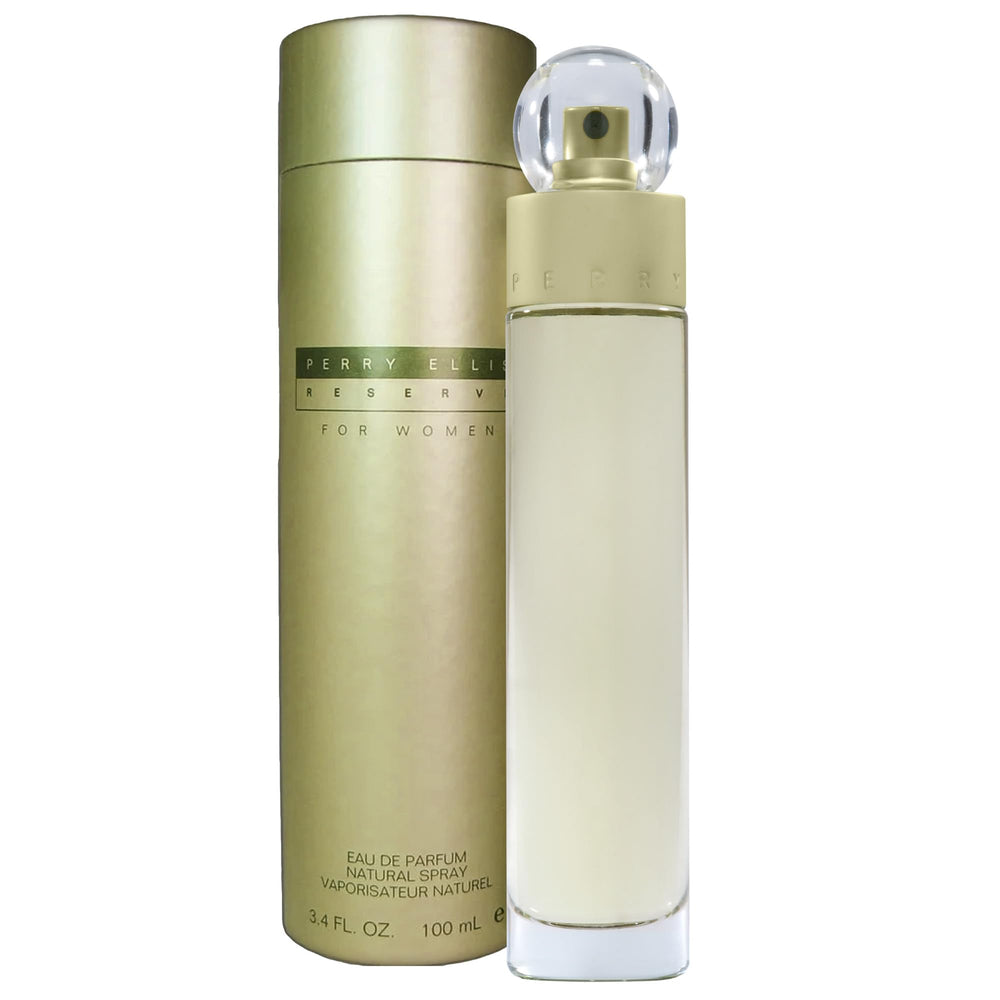 Perry Ellis Reserve Eau De Parfum bottle on display offers a refined everyday fragrance option.