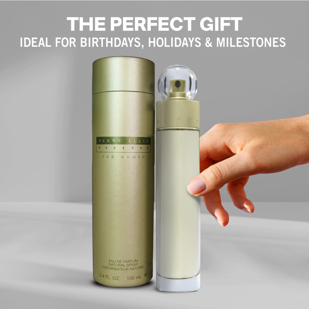 Perry Ellis Reserve bottle in hand signals versatile day-to-night wear ideas.