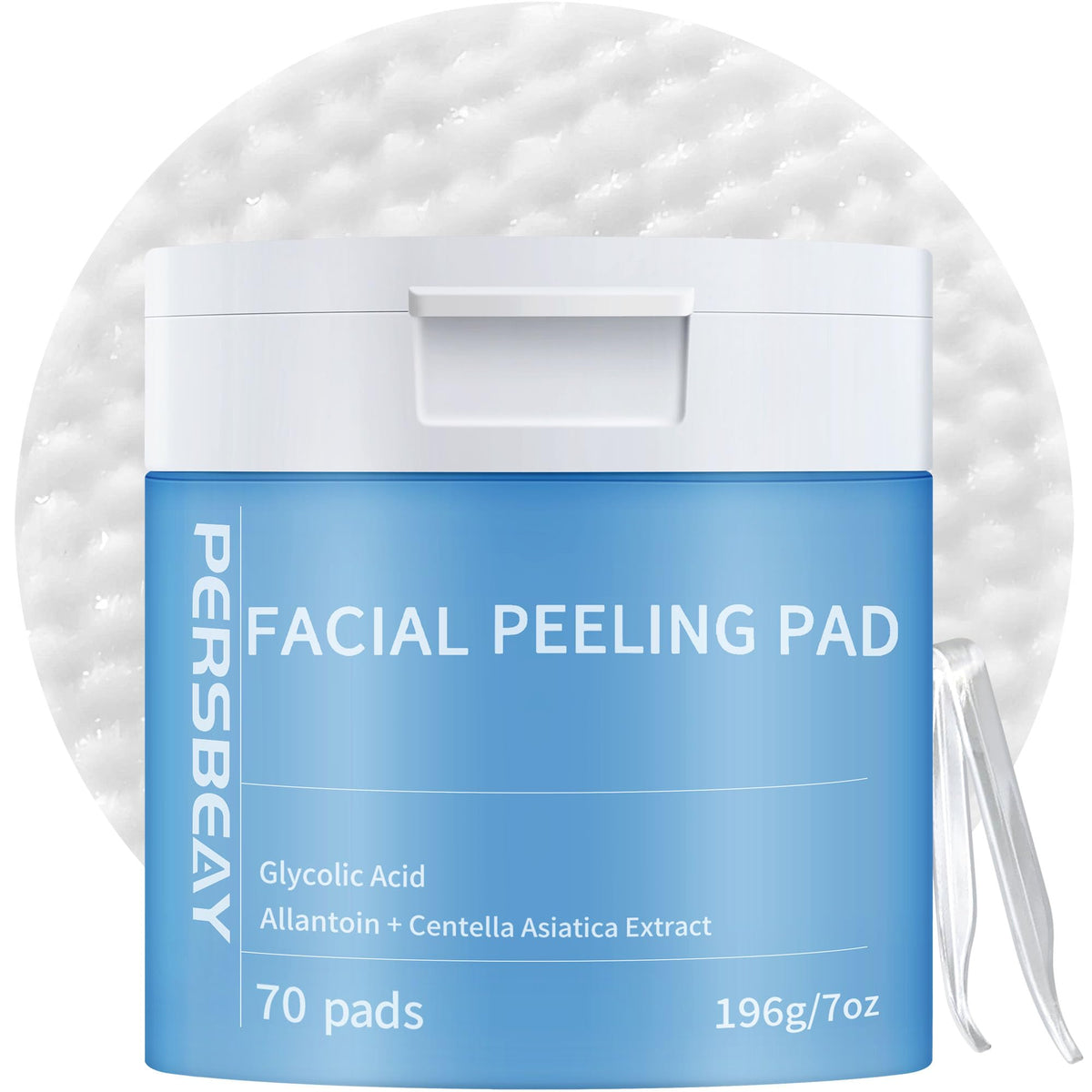 Persbeay Glycolic Acid Pads jar closeup for consistent exfoliation