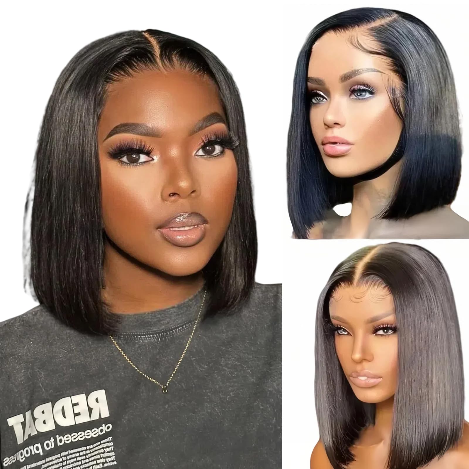 Perselene wear-and-go glueless bob wig close-up shows natural hairline.
