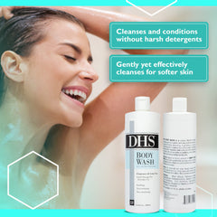 Person & Covey DHS Body Wash family usage scene, safe for adults and kids.