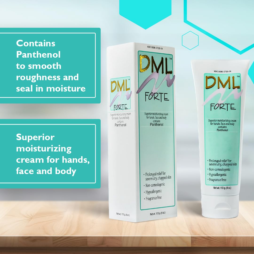 Person & Covey DML Forte fragrance-free label highlights allergy-friendly skincare.