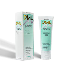 Person & Covey DML Forte 4oz bottle front highlights a gentle, hydrating moisturizer for dry skin.