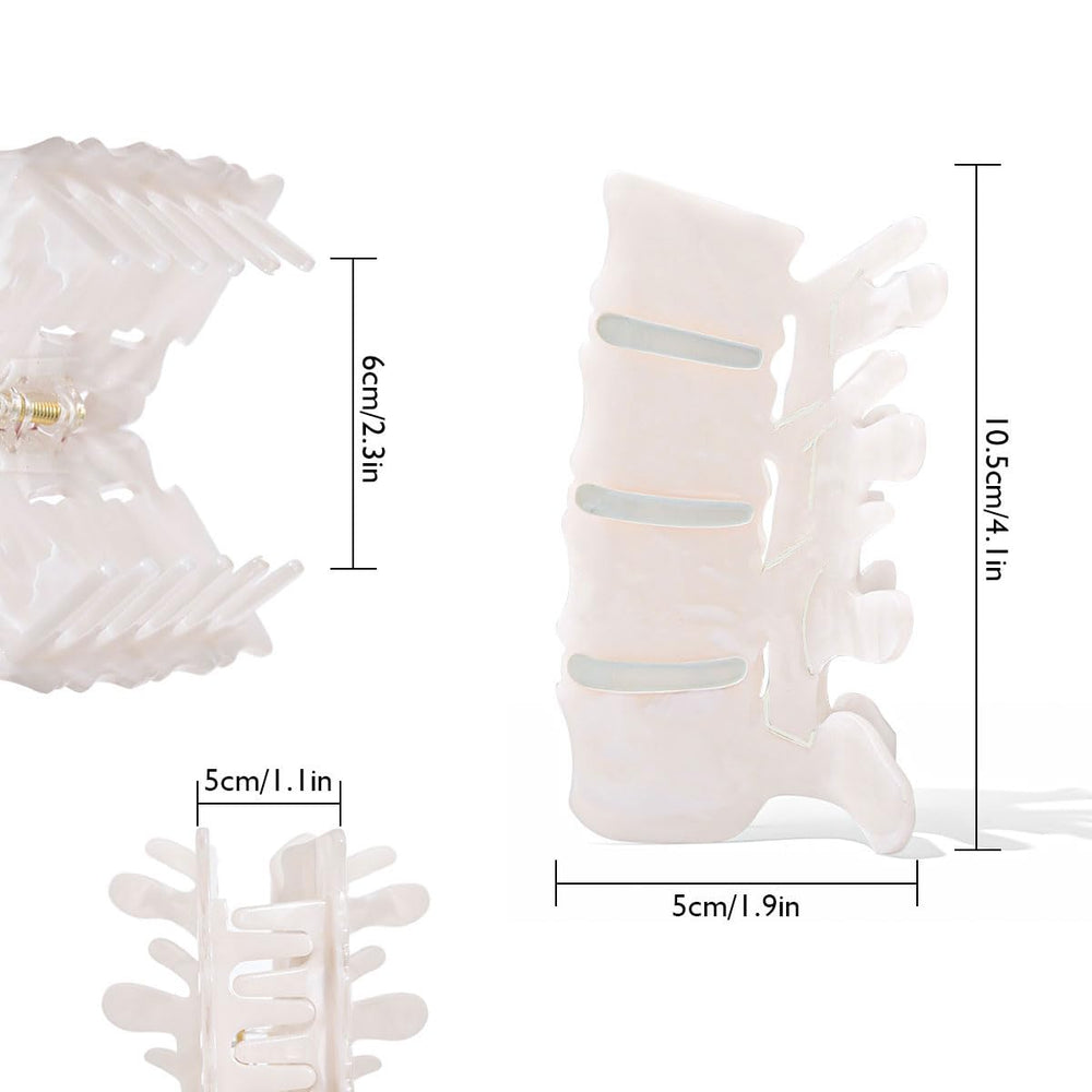Personfun spine clip in white acetate holds medium to thick hair securely for daily wear