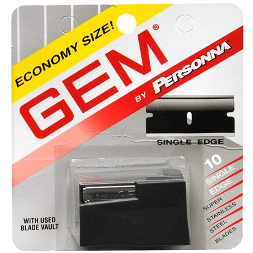 Personna Gem stainless-steel single-edge blades pack-shot highlighting precision shave potential