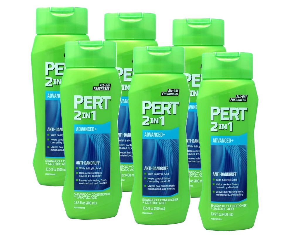 Pert 2-in-1 shampoo and conditioner classic clean bottle showcases everyday scalp care.