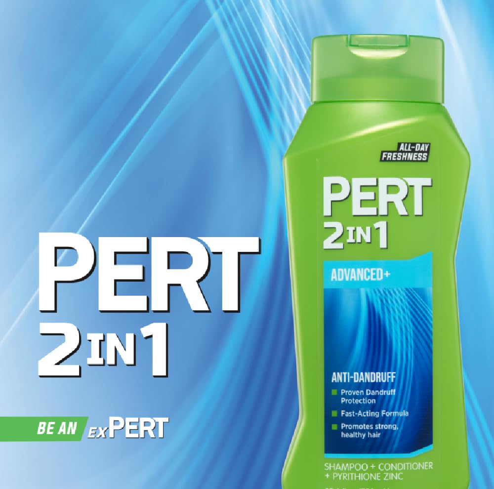 Pert 2-in-1 shampoo lather in hand emphasizes rich cleansing and conditioning.