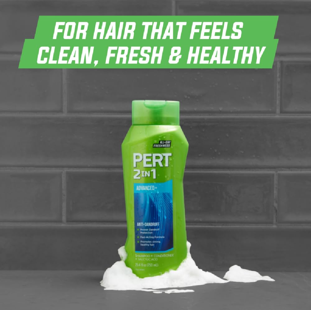 Pert anti-dandruff label closeup highlights trusted formula for clearer scalp.