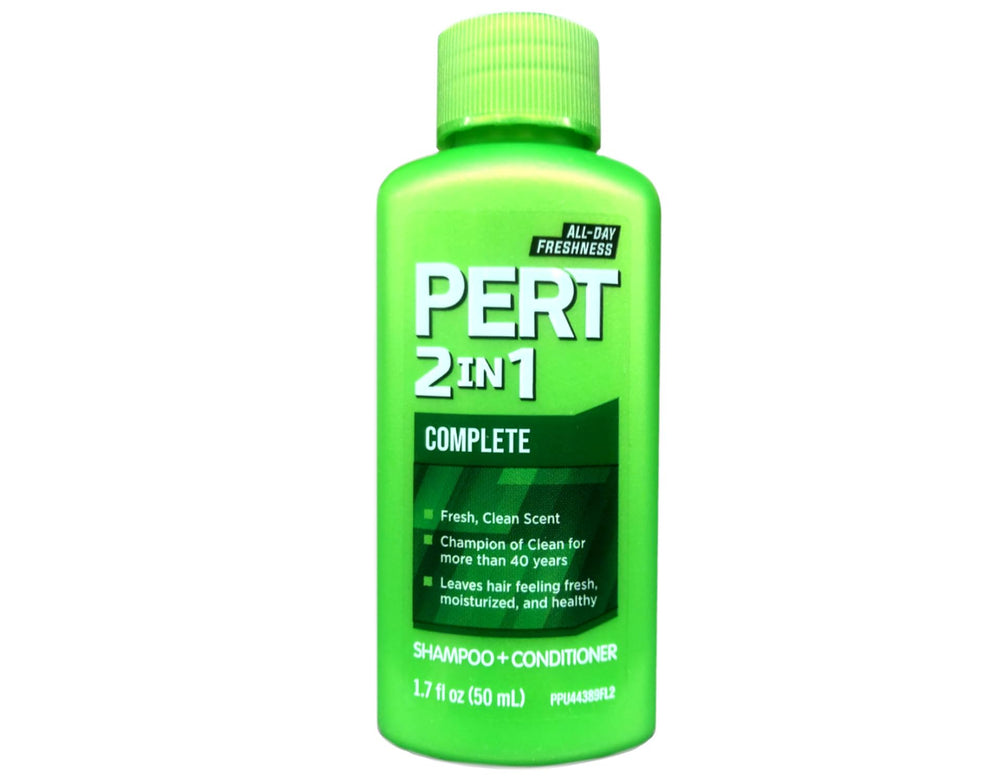 Pert Plus 2in1 shampoo bottle close-up for easy daily cleansing
