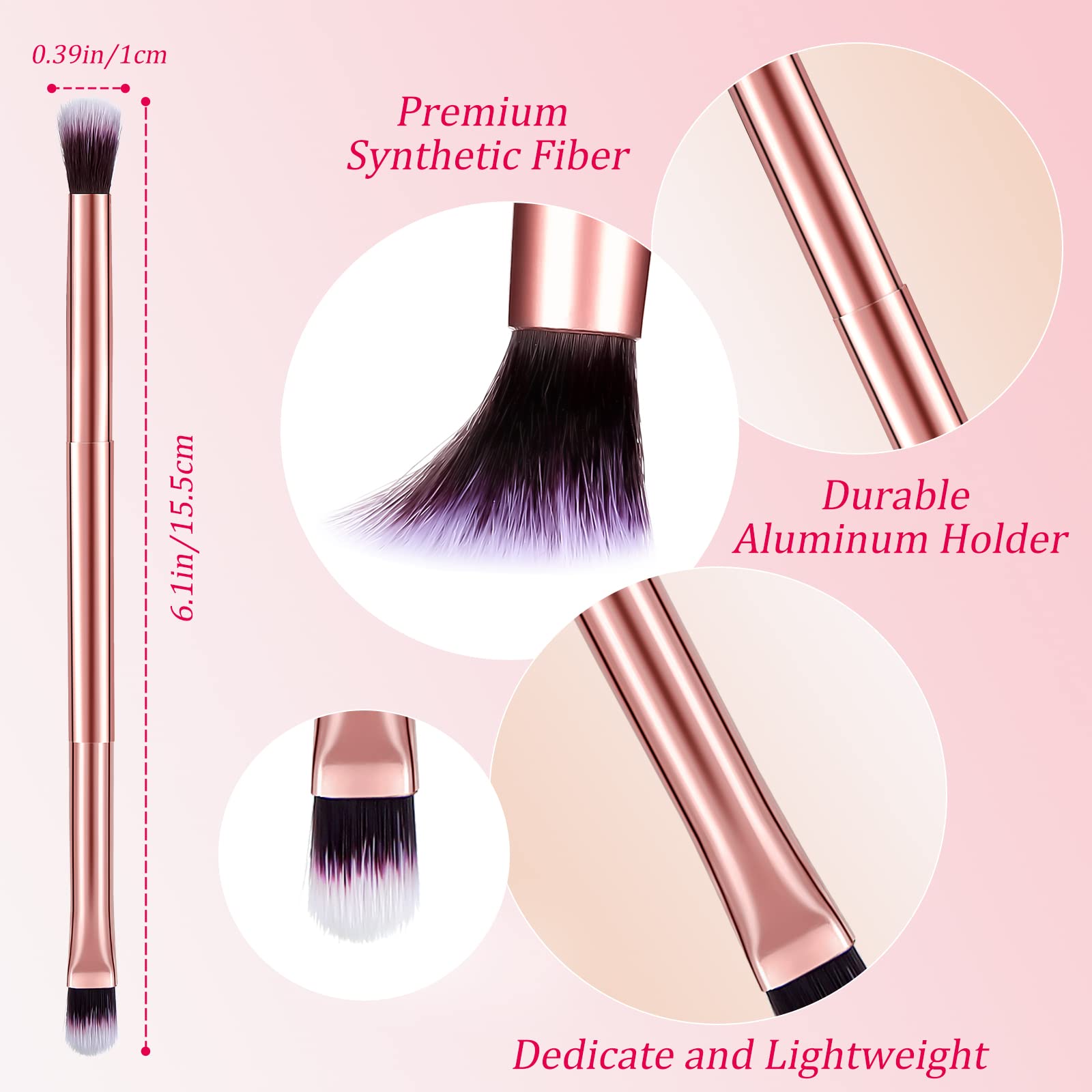 Perthlin rose gold 2in1 concealer brush double-ended boosts coverage on hard-to-reach spots.