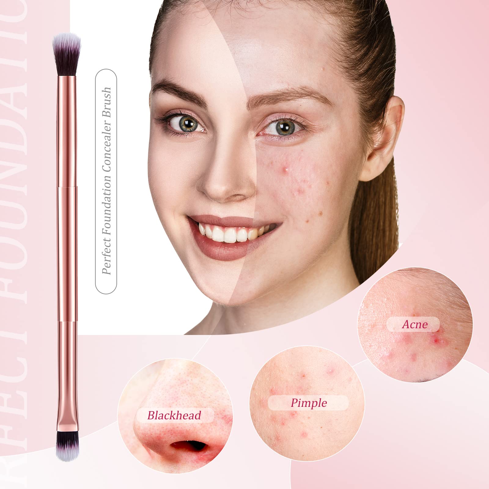 Perthlin rose gold dual-ended makeup brush handheld size fits comfortably in hand.