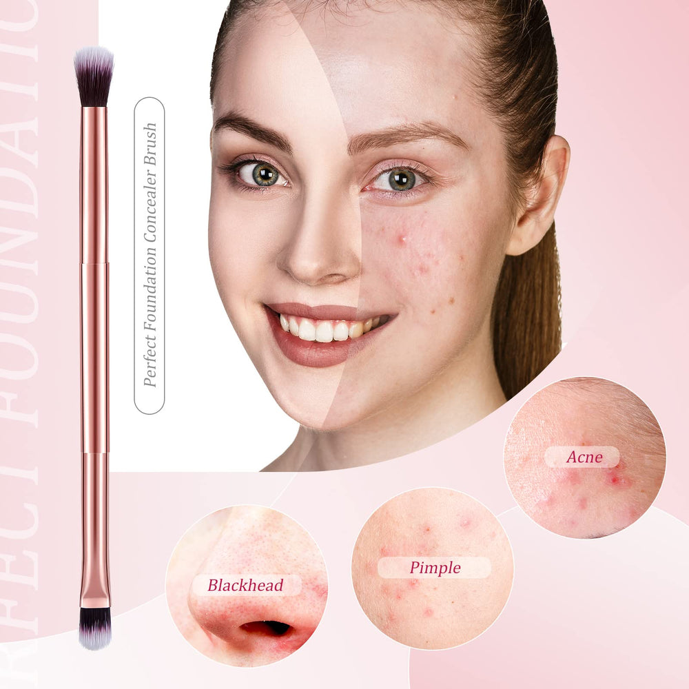 Perthlin rose gold dual-ended makeup brush handheld size fits comfortably in hand.