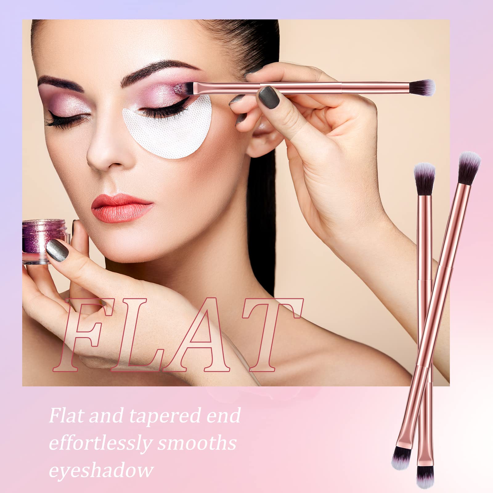 Perthlin rose gold round fluffy blending brush softens edges for natural eye makeup.