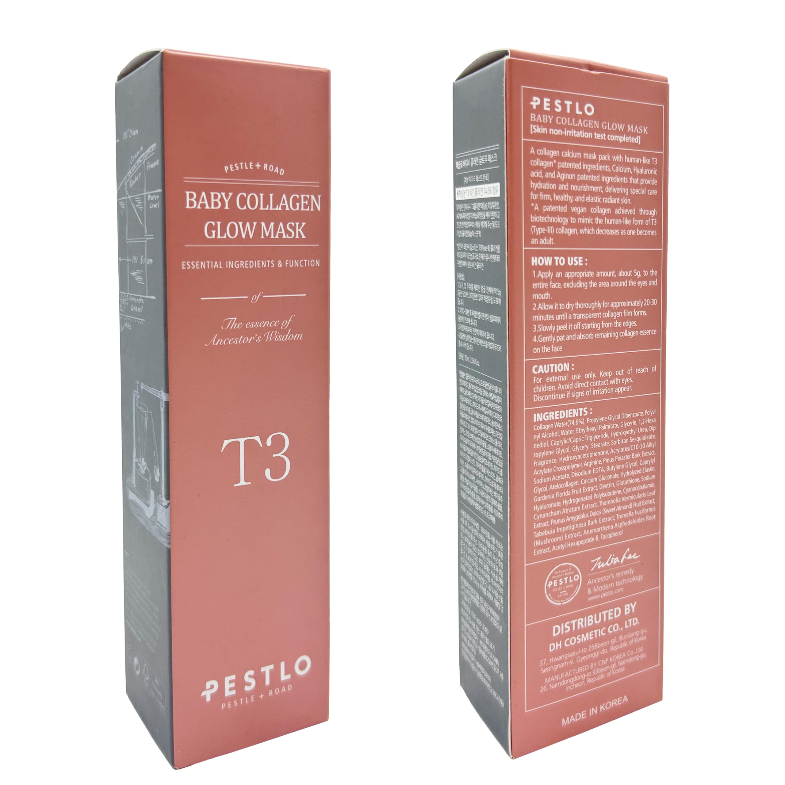 PESTLO Baby Collagen Glow Mask 2.36 oz size label showcased