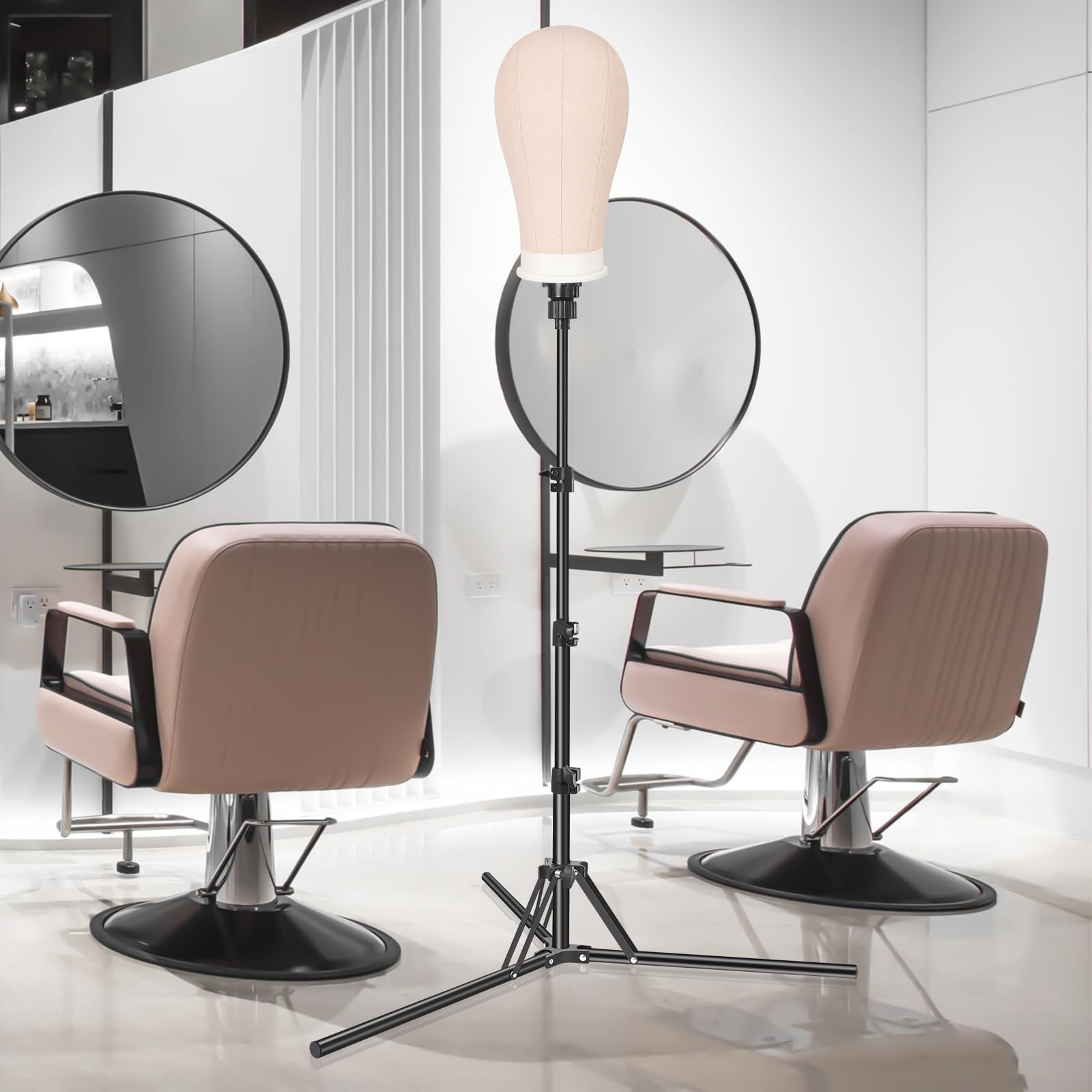 Pet Baby mannequin head stand in foldable design for easy transport.