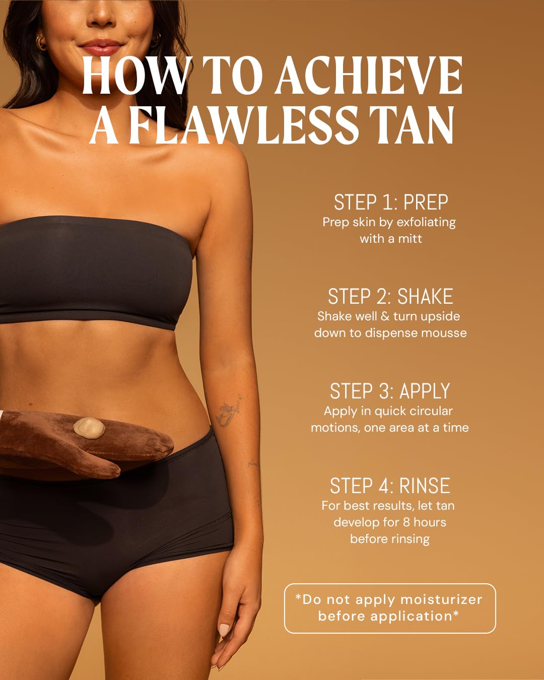 Peta Jane tanning mitt with mousse for even application.