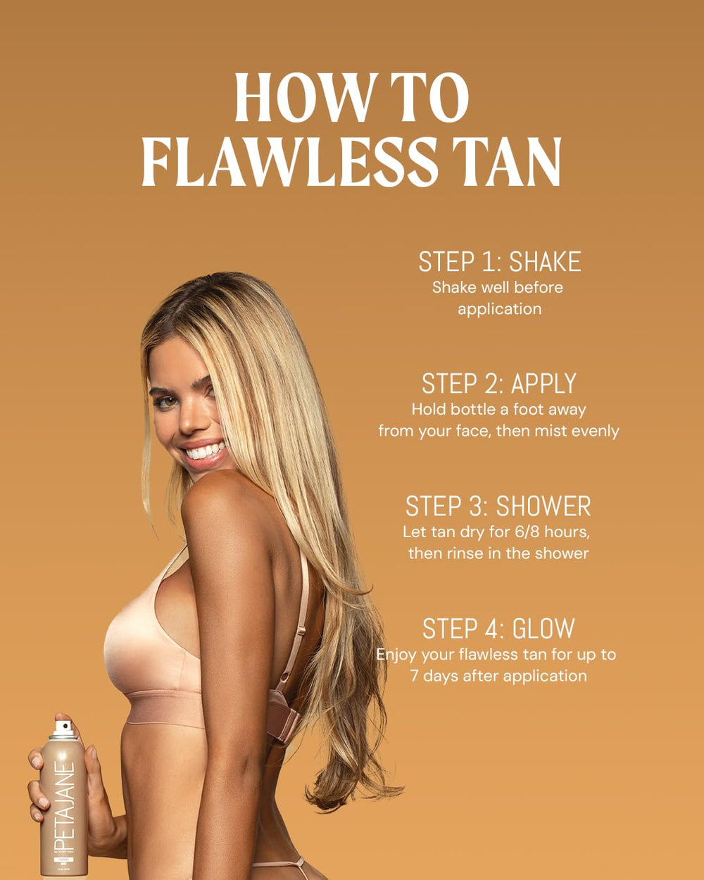 Peta Jane Sunless Tanning Mist applied on arm shows even tone formation.