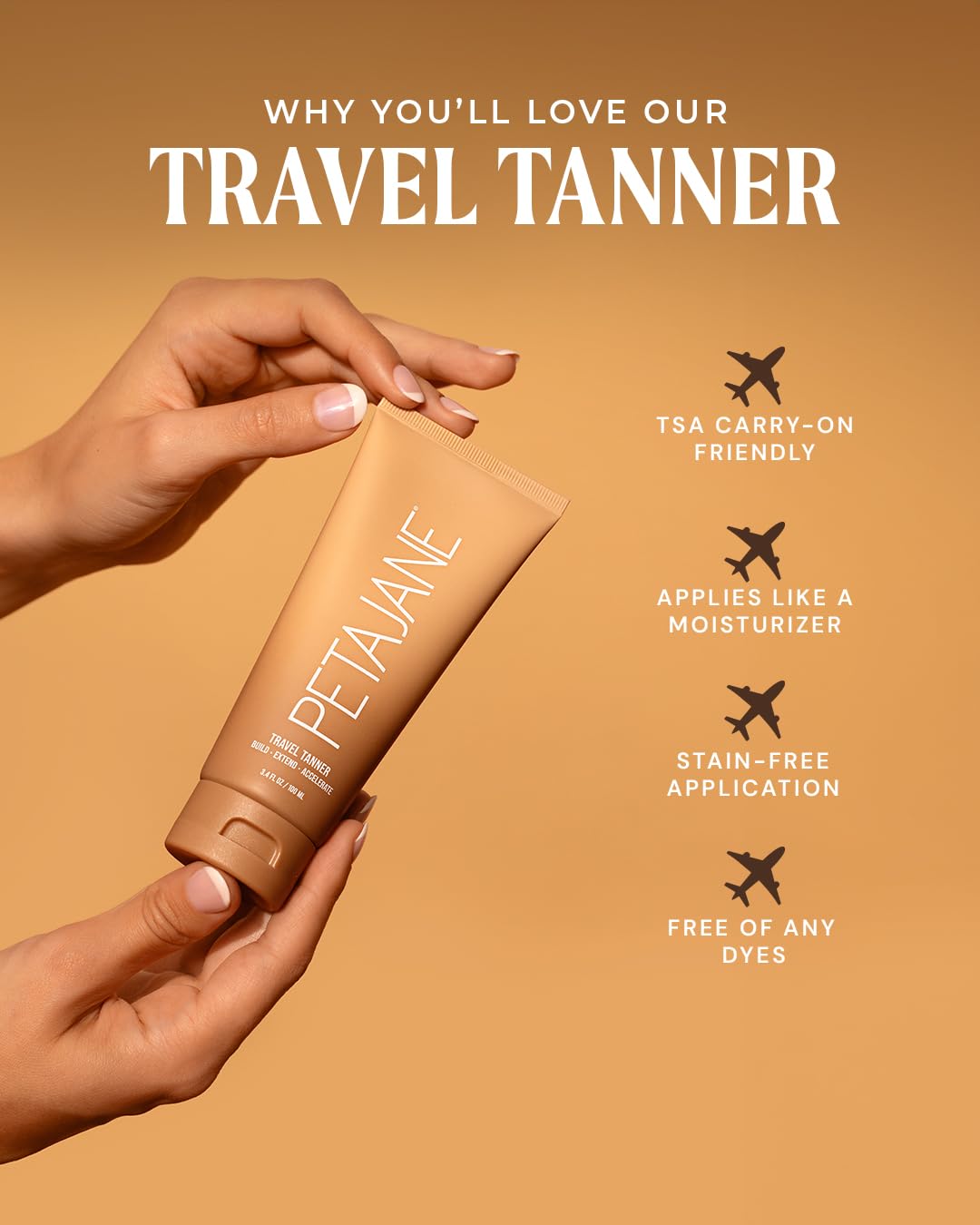 Peta Jane Tan Extender Lotion application on skin demonstrates even blend