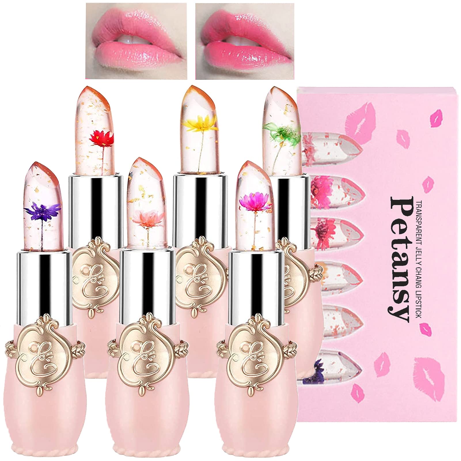 Petansy crystal jelly lipstick set packaging showing the 6-pack arrangement