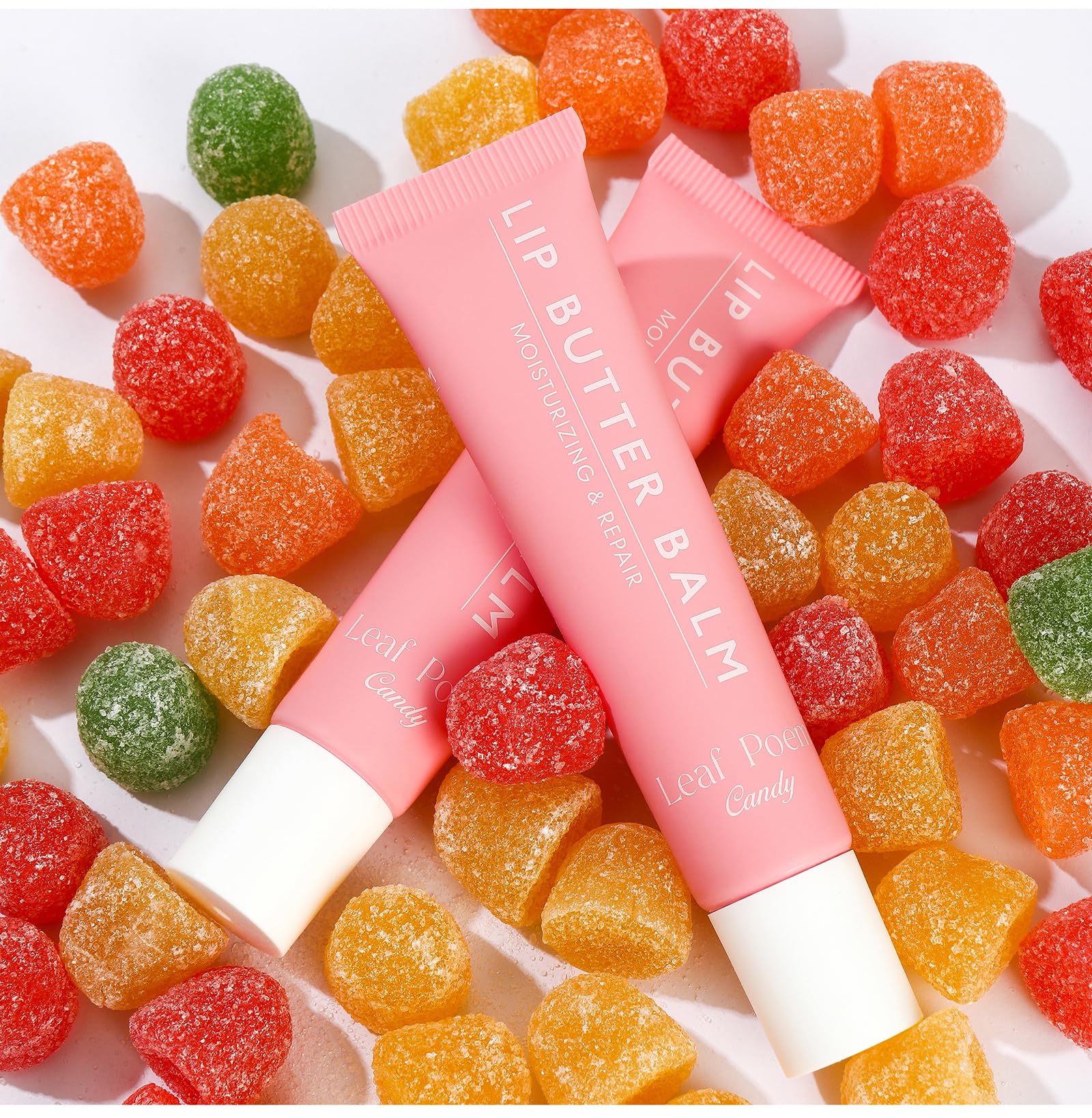 Petansy four-piece lip butter with lacquer-like gloss finish on lips