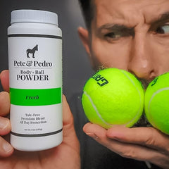 Pete & Pedro Body & Ball Powder Fresh application scene highlights comfortable under-belt wear.