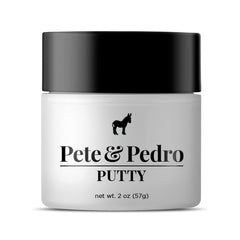 Pete & Pedro Hair Putty bottle shows strong hold and matte finish for textured looks.