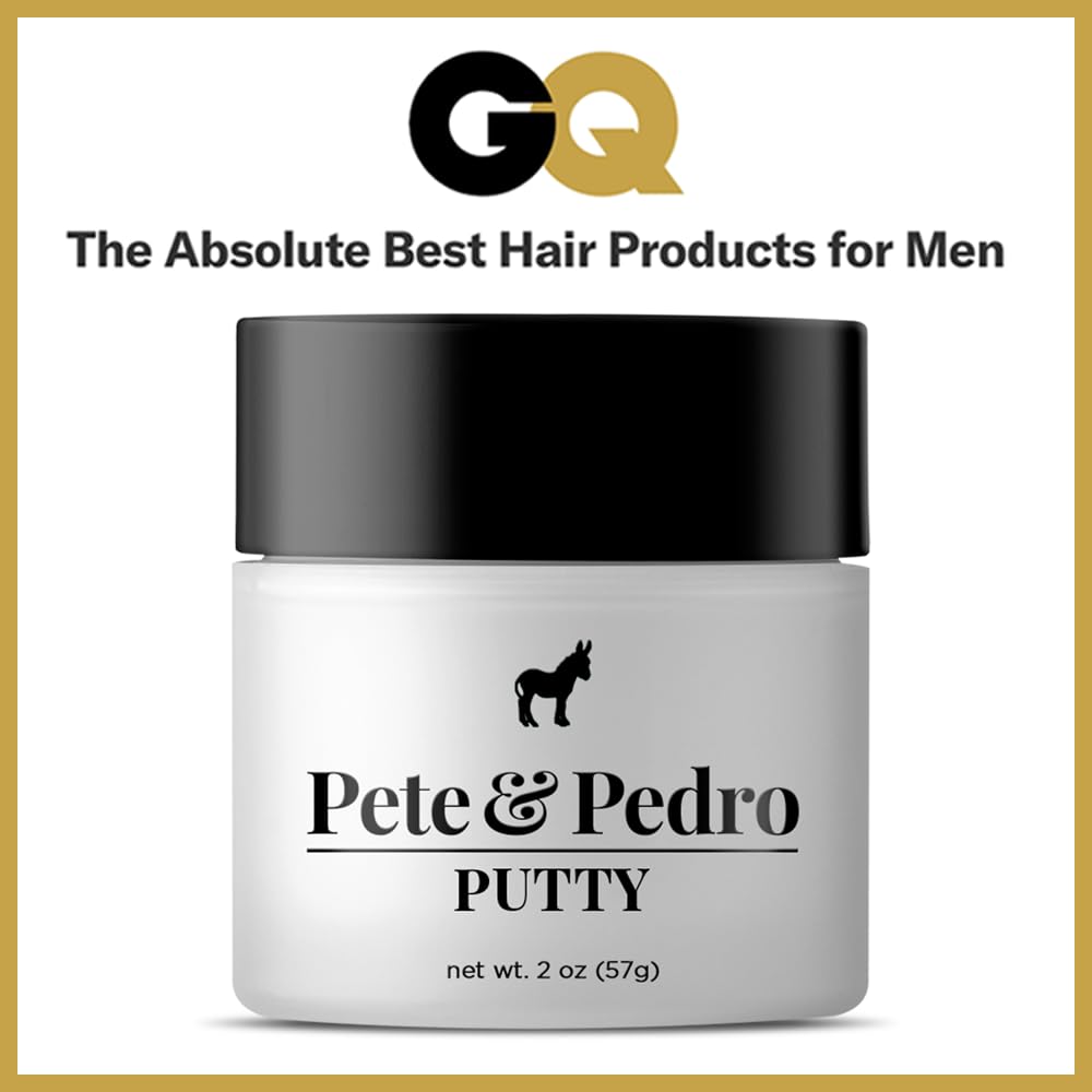 Pete & Pedro Hair Putty beeswax and lanolin for firm hold without crunch.