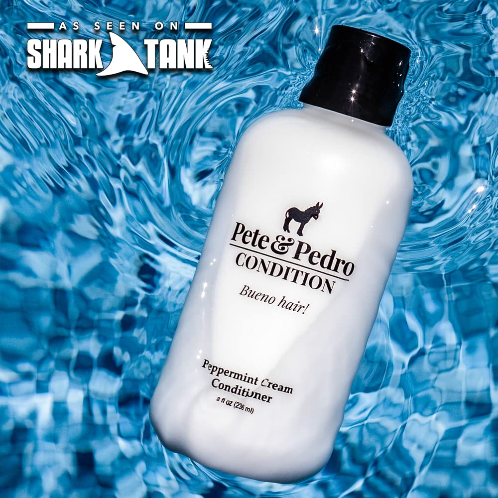 Pete & Pedro Peppermint Conditioner on dry hair illustrates cooling peppermint tingle and refreshed scalp feel.