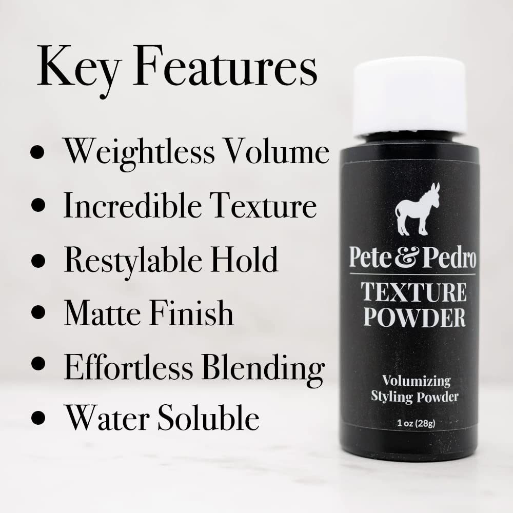 Pete & Pedro Texture Powder root lift demonstrates crown volume
