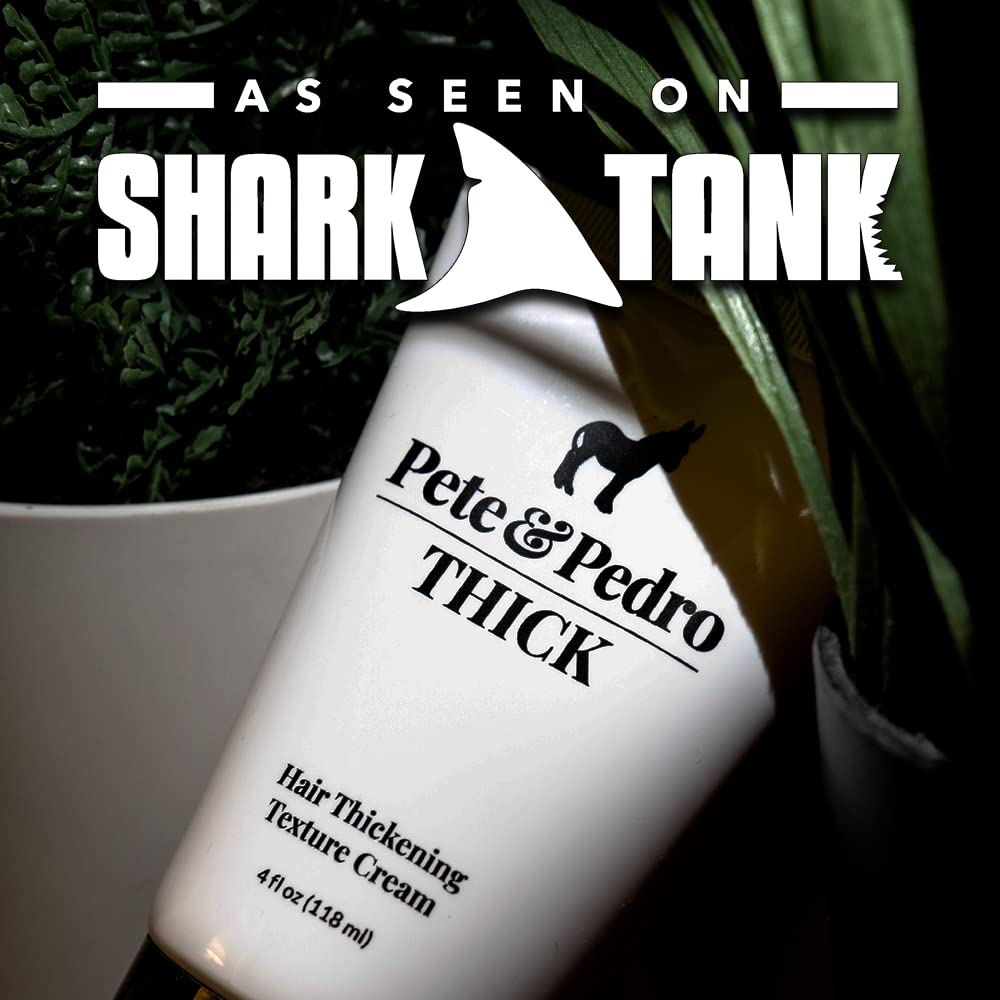 Pete & Pedro Thick Hair Cream model demonstrates added body for fine hair.
