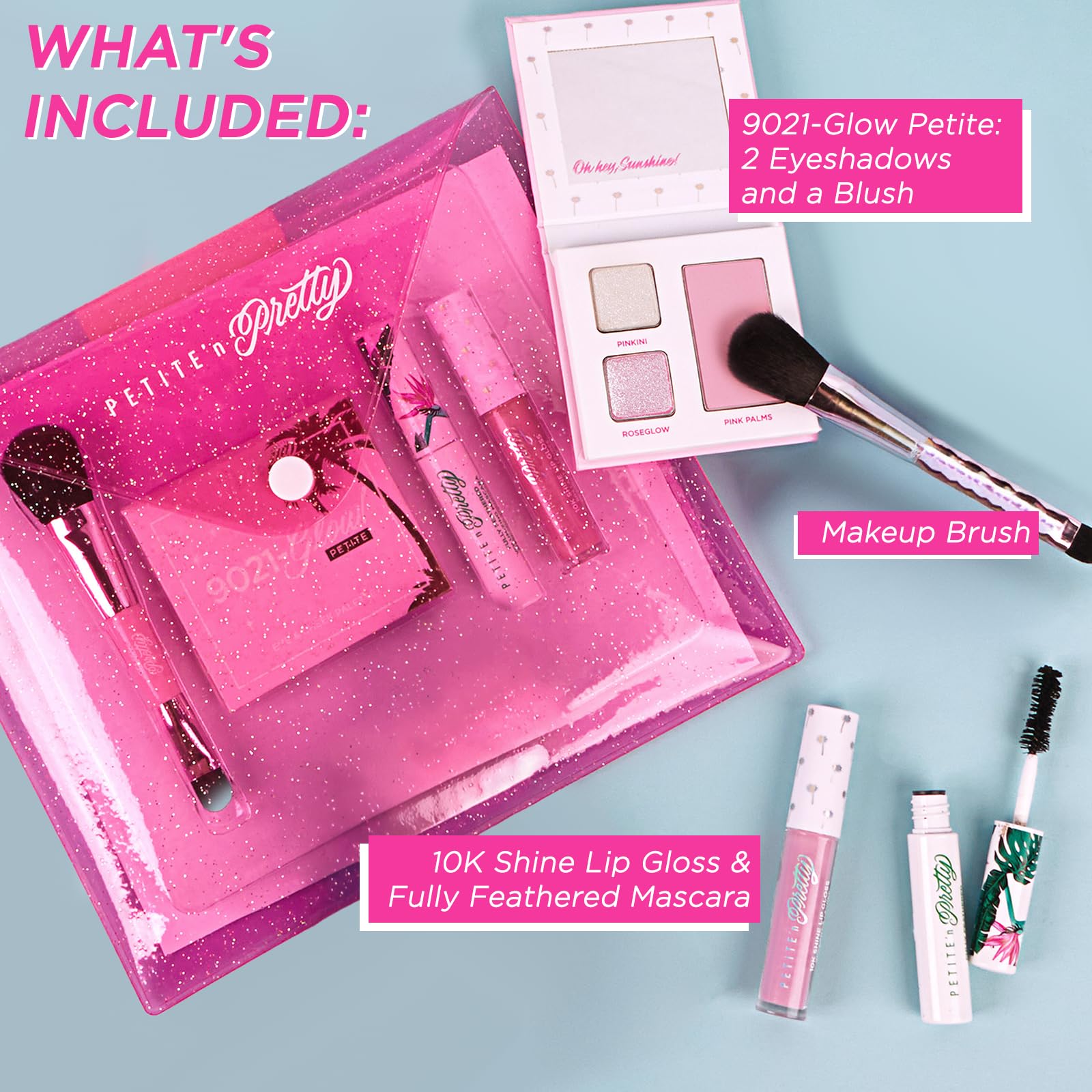 Petite 'N Pretty Glow Basics lip gloss swatch showing high shine and non-sticky feel