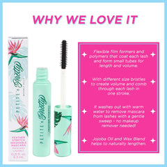 Petite 'N Pretty feather stretch mascara application aids easy, mess-free coating from roots to tips.