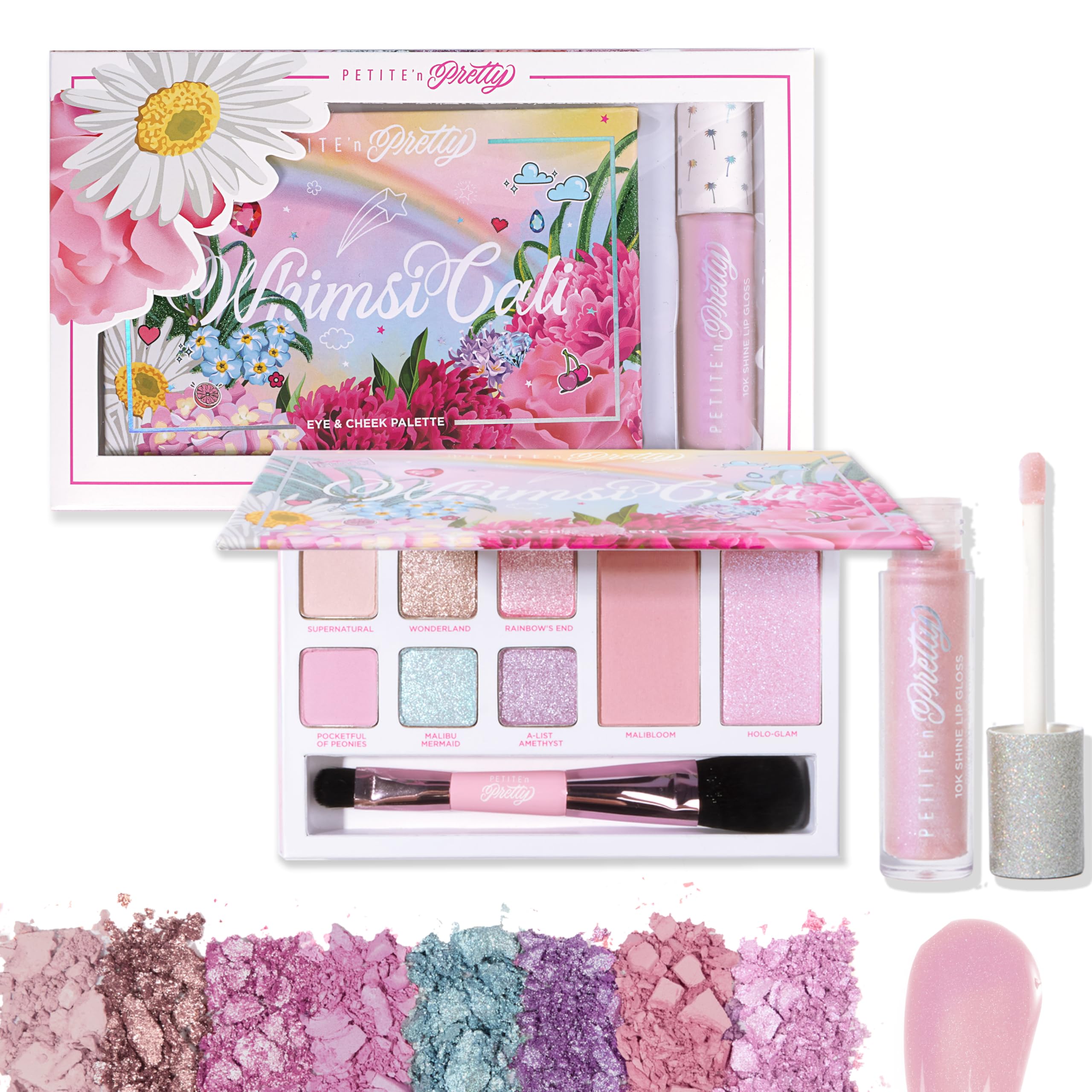 Petite 'N Pretty WhimsiCali palette close-up for playful, blendable pastel eye looks.