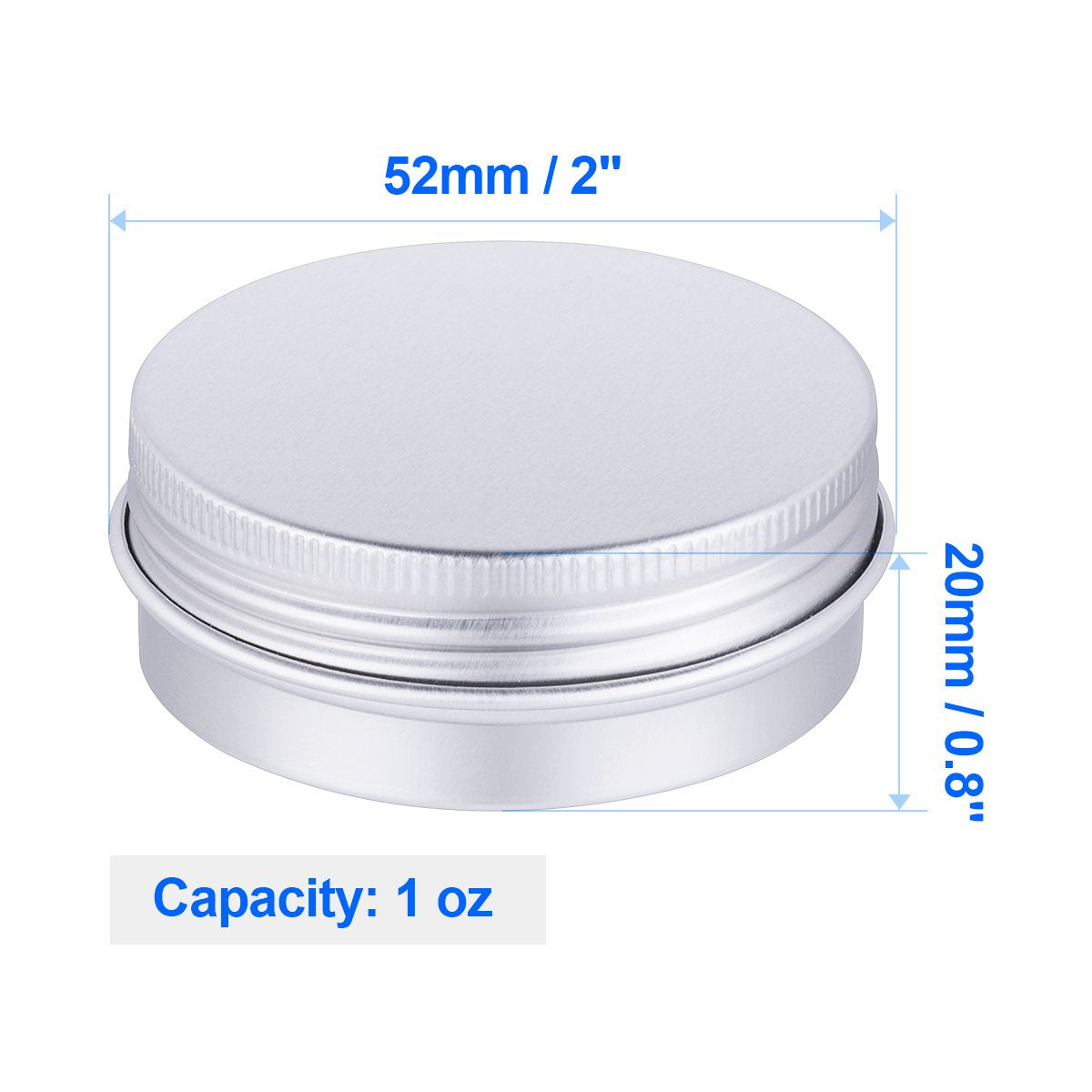Petutu aluminum tin with screw-top lid for secure, reusable cosmetic storage.