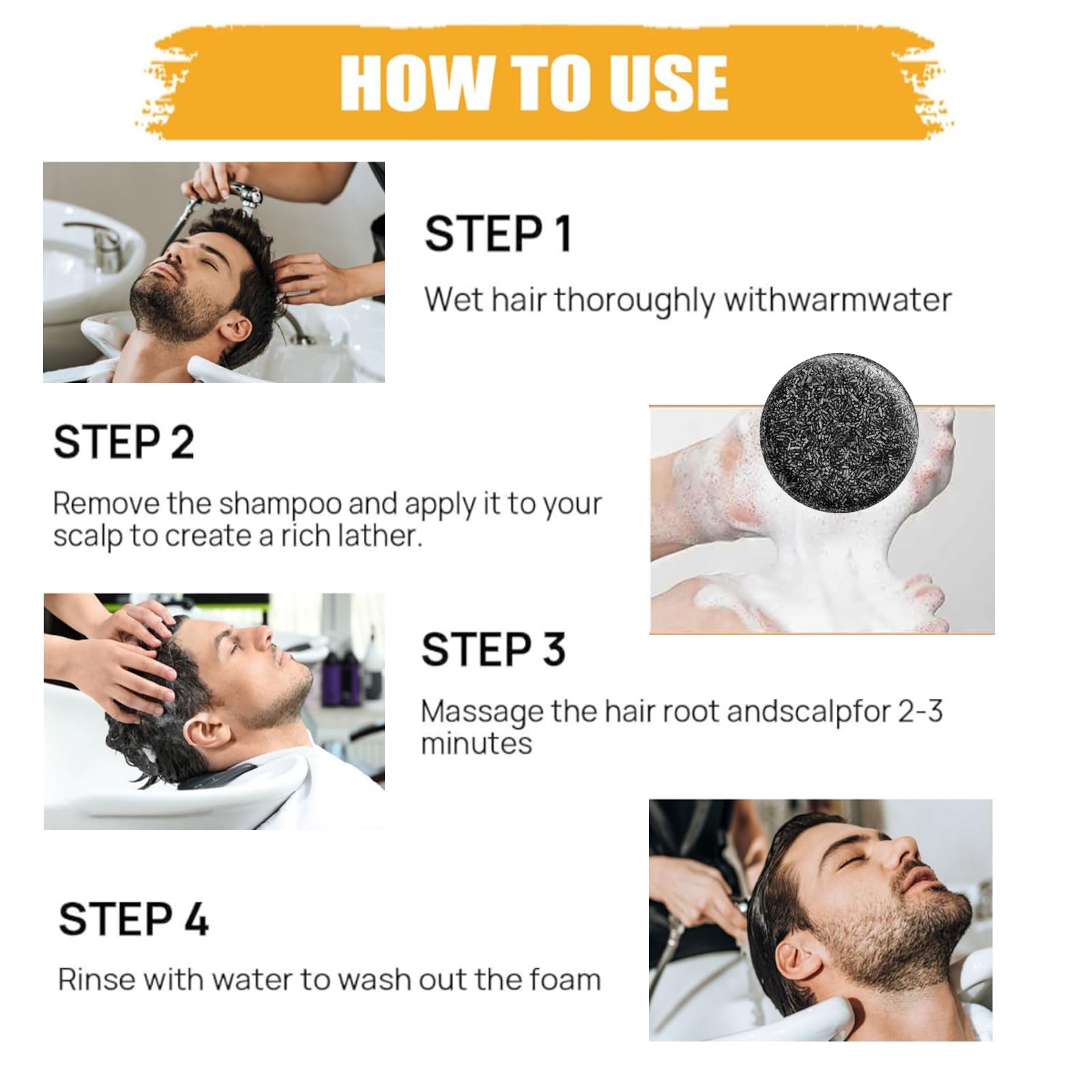 Pewatul Gray Hair Reverse Bar lather demonstrates easy application for hair and beard nourishment.
