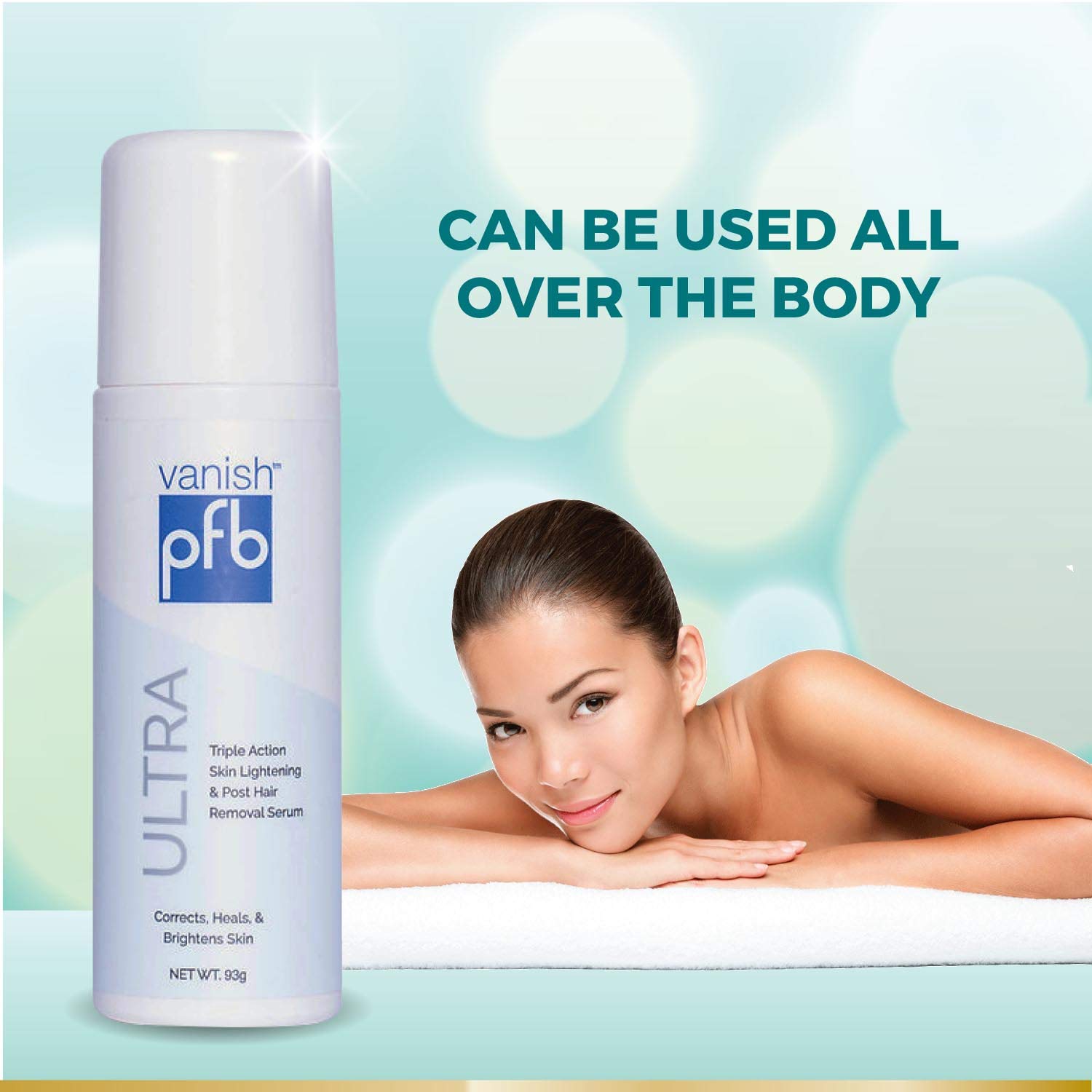 PFB Vanish Ultra razor bump and ingrown hair prevention close-up.