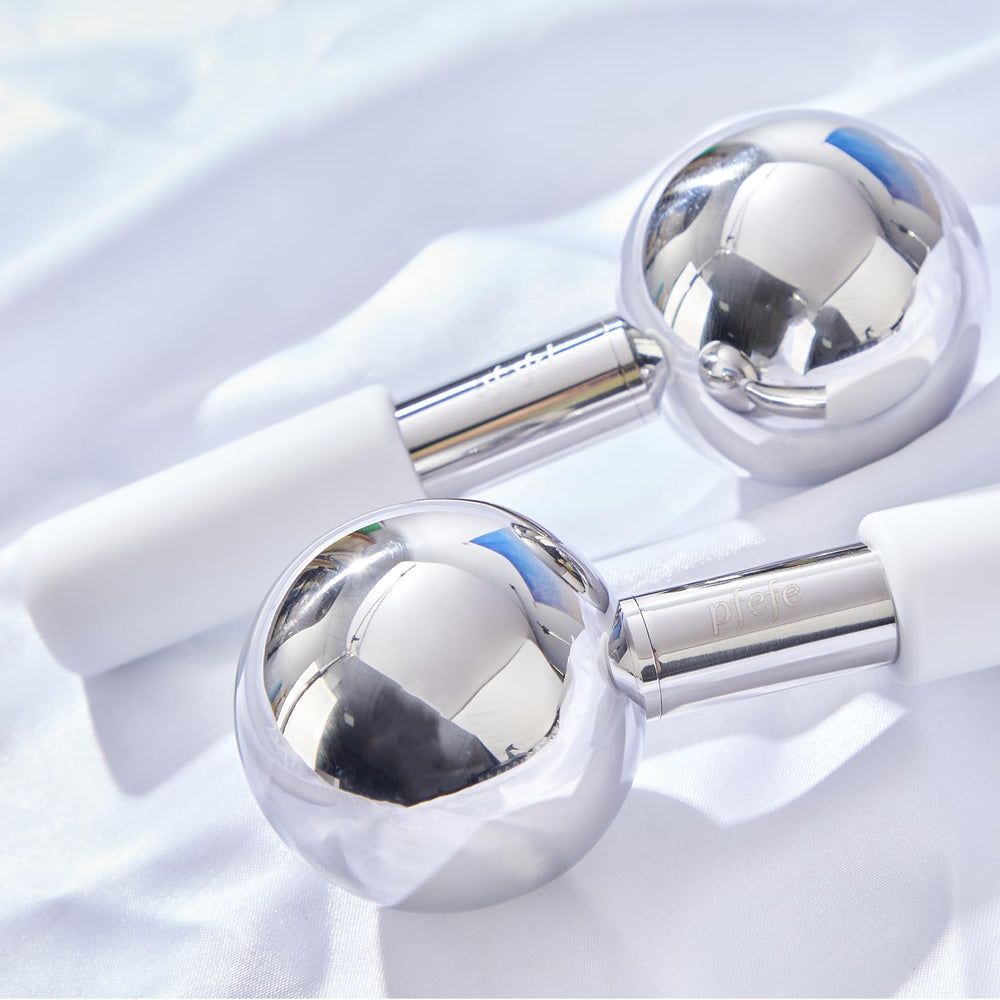 Pfefe ice globes around eyes provide cooling relief during headaches