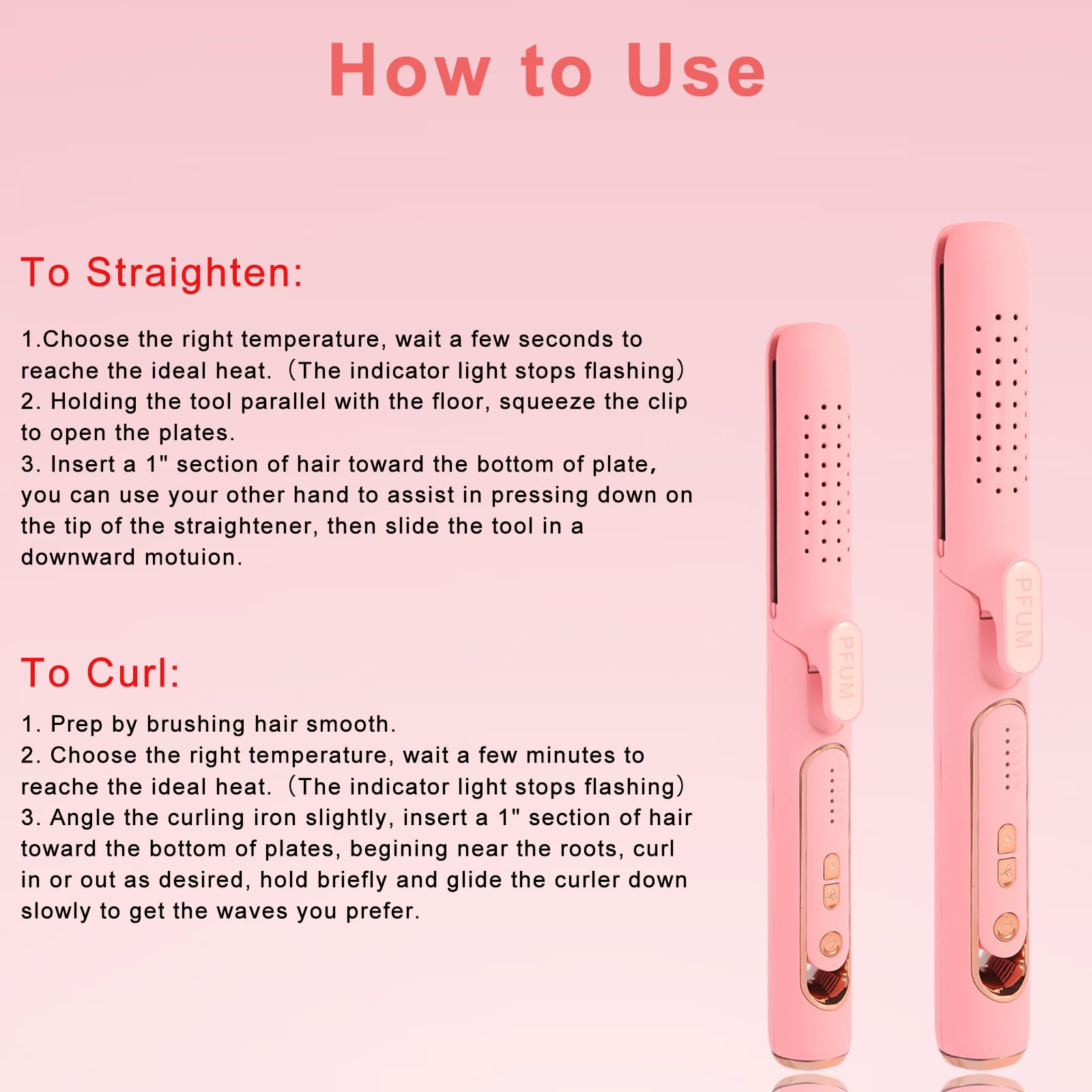 PFUM compact travel case with this straightener-curler for on-the-go touchups.