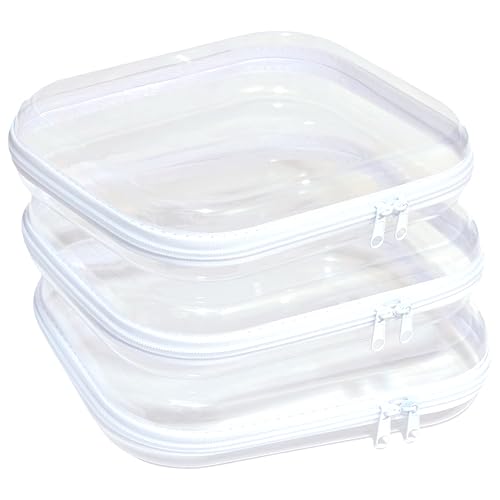 PGAXM 3pcs clear hard-case large shown for roomy snack or cosmetic storage