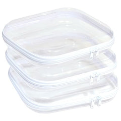 PGAXM 3pcs clear hard-case large shown for roomy snack or cosmetic storage