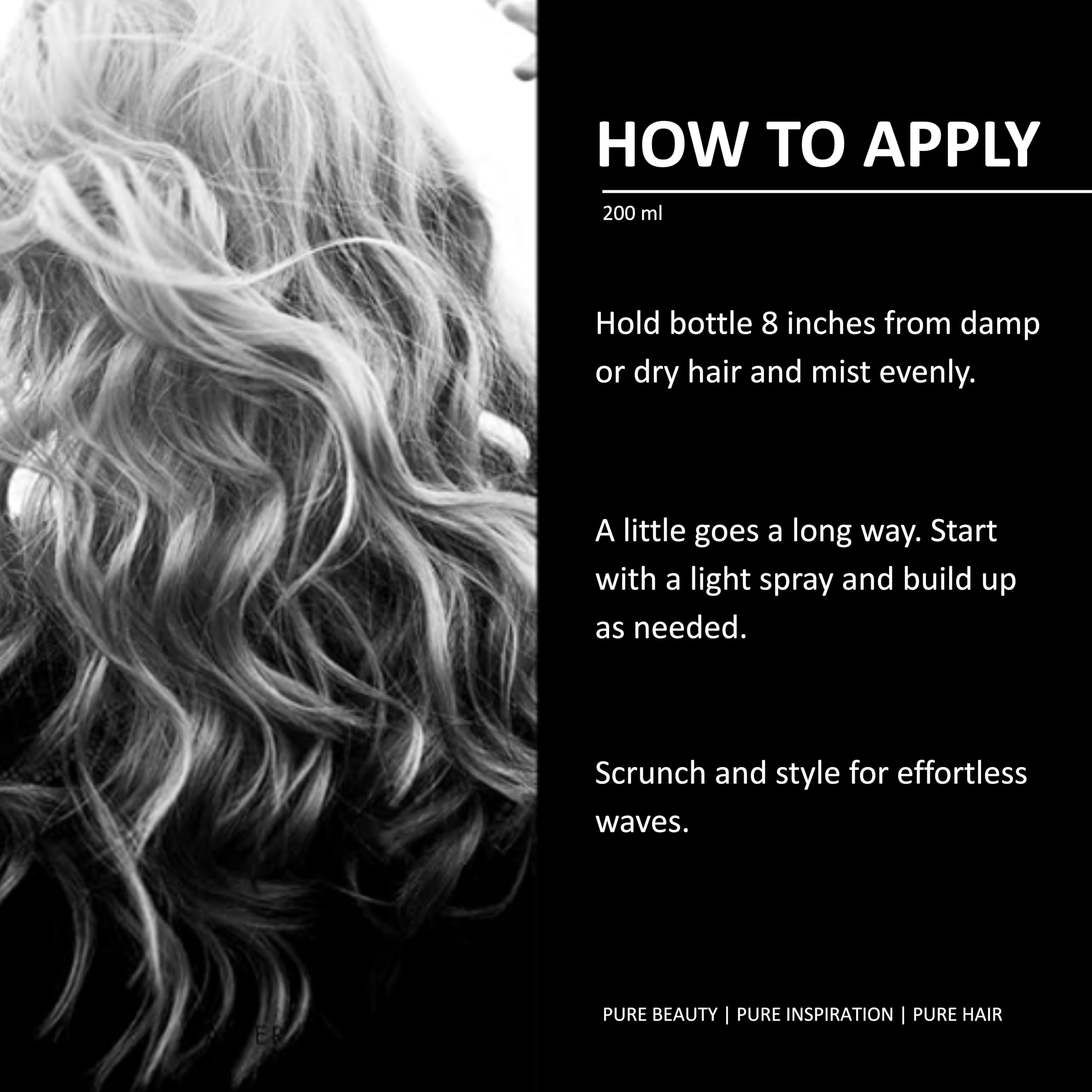 pH PURE HAIR damp hair scrunch demonstrates quick texture for effortless styling.