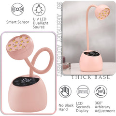 PHAIN gooseneck lamp offers adjustable angle for precise nail coverage.