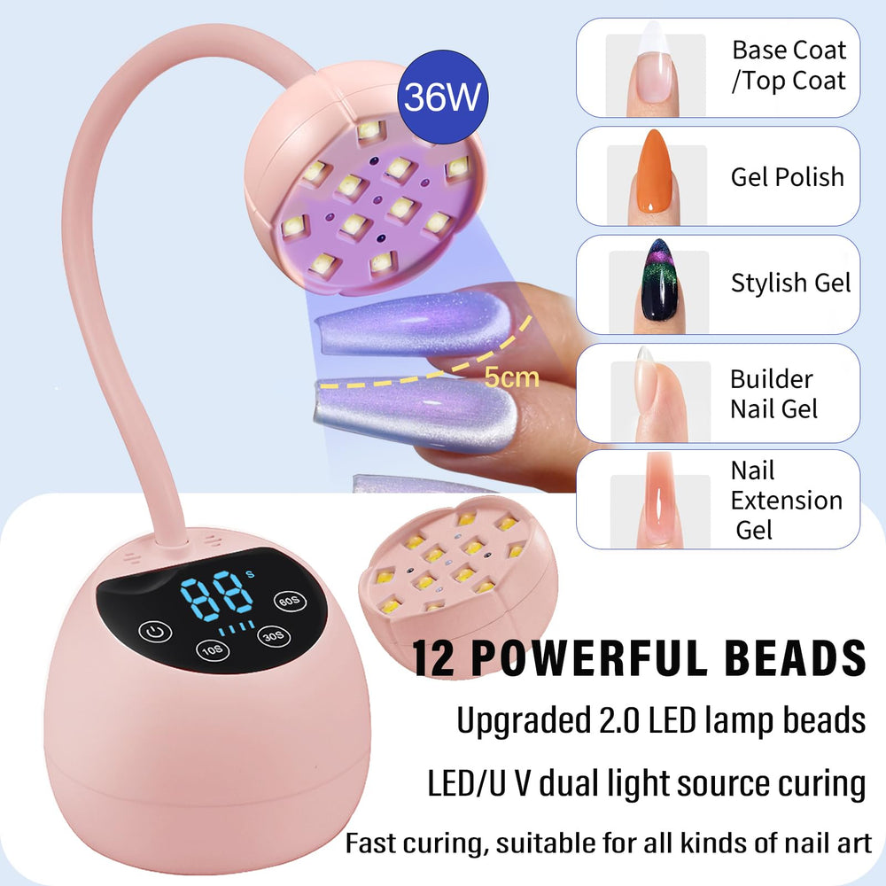 PHAIN U V LED nail lamp 3-timer display speeds gel nail sessions.