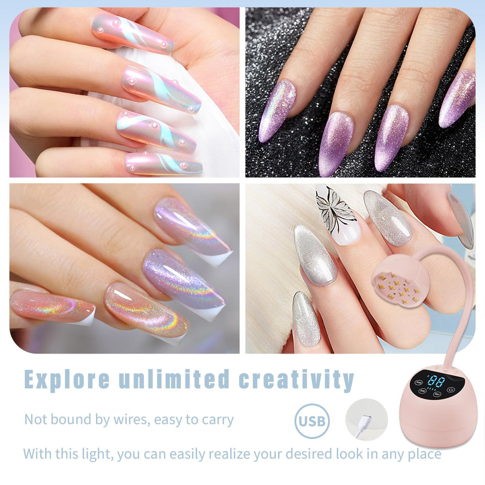 PHAIN U V LED nail lamp auto-sensing enables hands-free curing for seamless sessions.